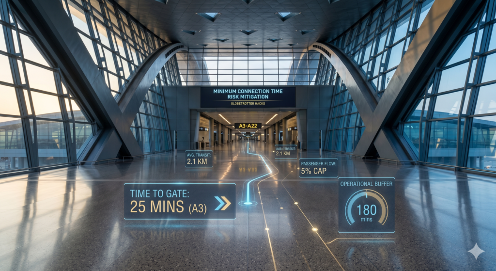 Strategic minimum connection time risk mitigation for elite travel itineraries.